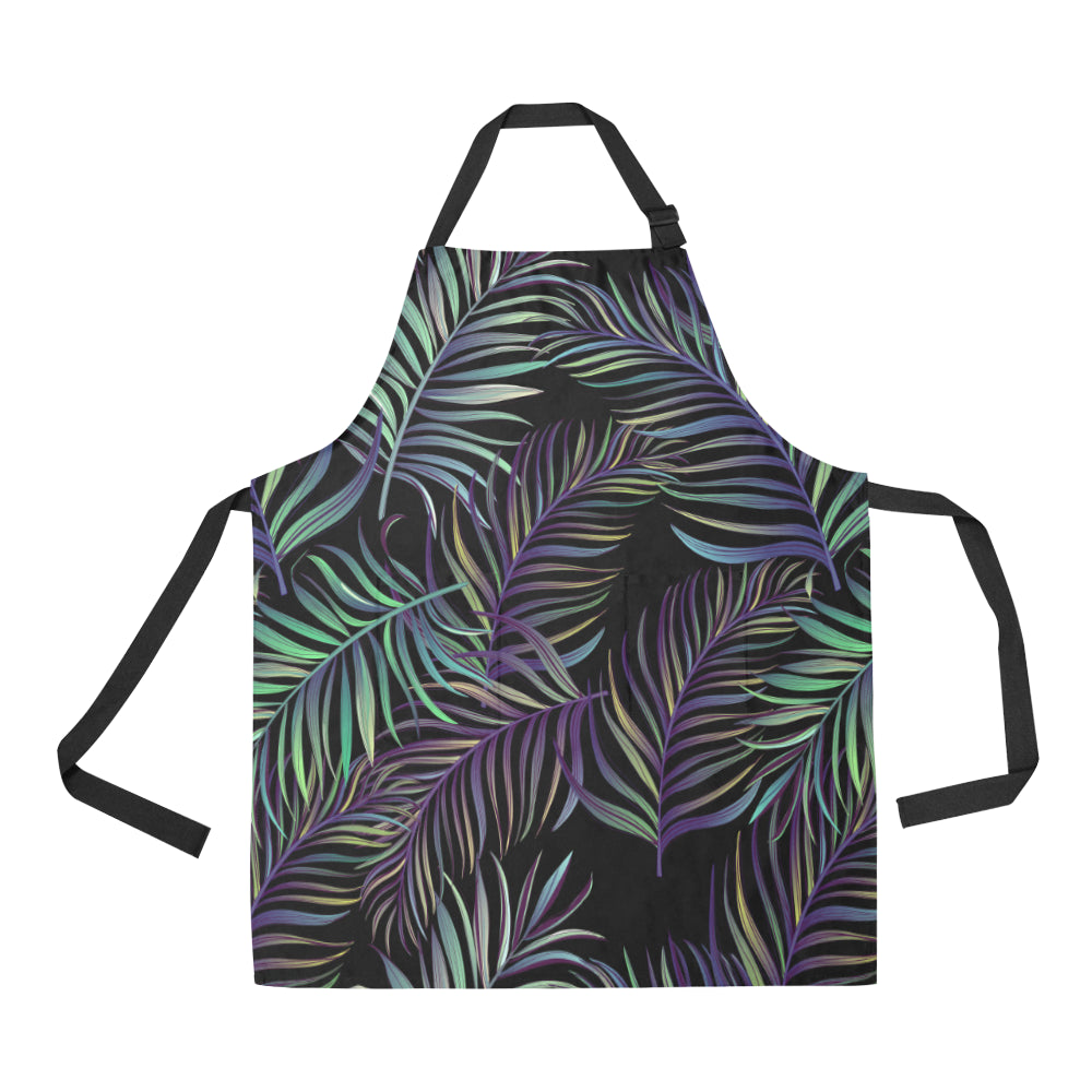 Tropical Palm Leaves Pattern Brightness Apron with Pocket