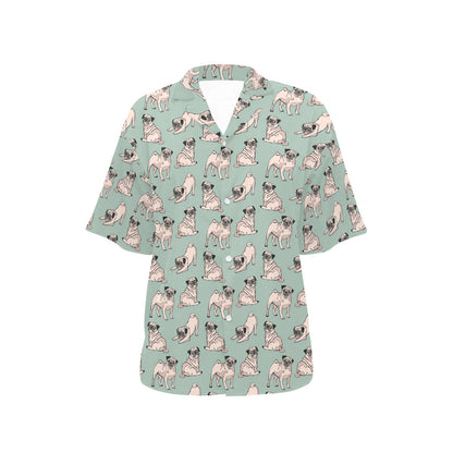 Pug Pattern Print Design A01 Women's Hawaiian Shirt