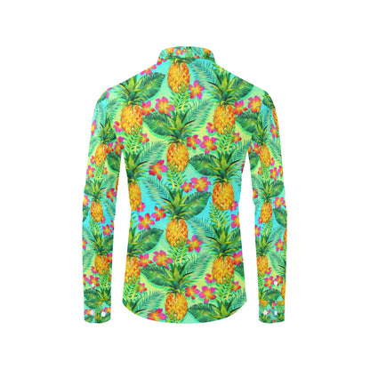 Pineapple Pattern Print Design PP010 Men's Long Sleeve Shirt