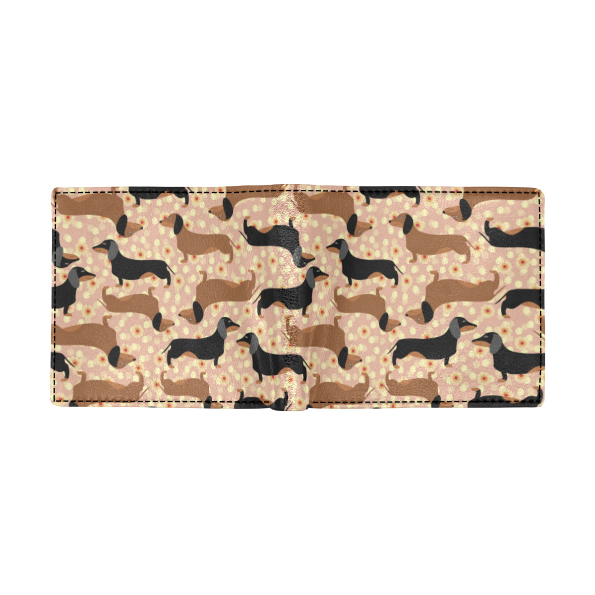 Dachshund Pattern Print Design 011 Men's ID Card Wallet