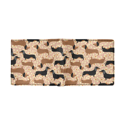 Dachshund Pattern Print Design 011 Men's ID Card Wallet