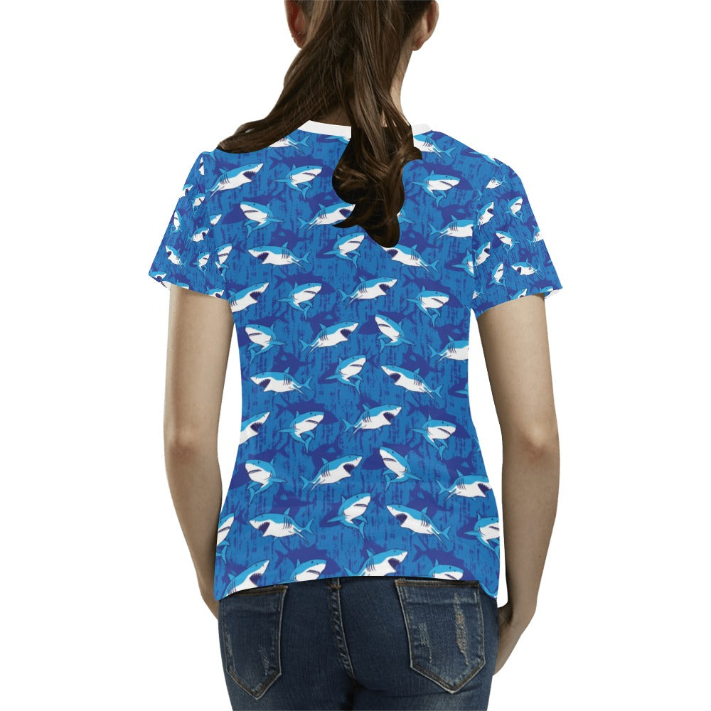 Shark Print Design LKS308 Women's  T-shirt