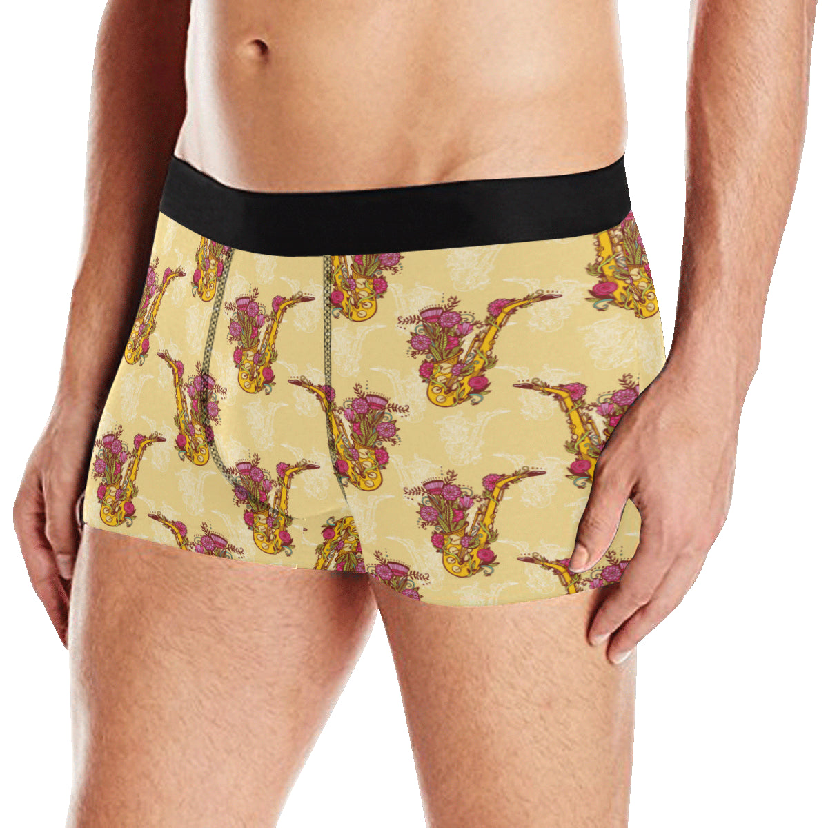 Saxophone Pattern Print Design 04 Men's Boxer Briefs