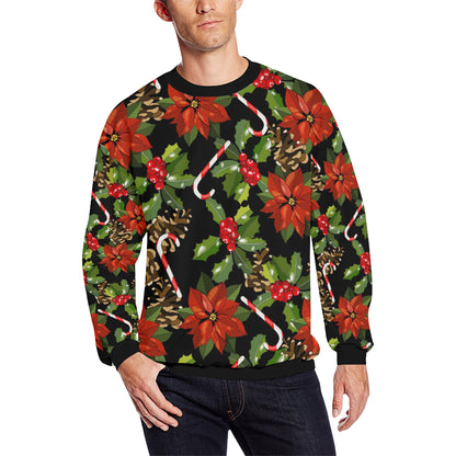 Poinsettia Pattern Print Design POT01 Men Long Sleeve Sweatshirt