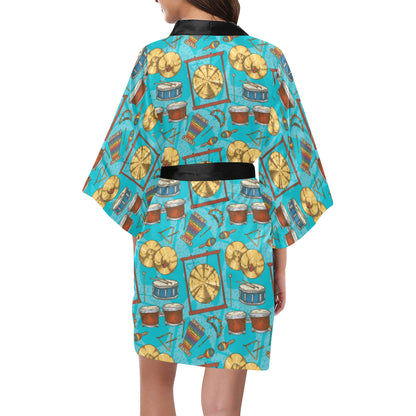 Percussion Pattern Print Design 03 Women's Short Kimono