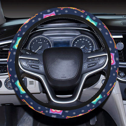 Owl Cute Themed Design Print Steering Wheel Cover with Elastic Edge