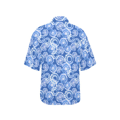 Tie Dye Blue Design Print Women's Hawaiian Shirt