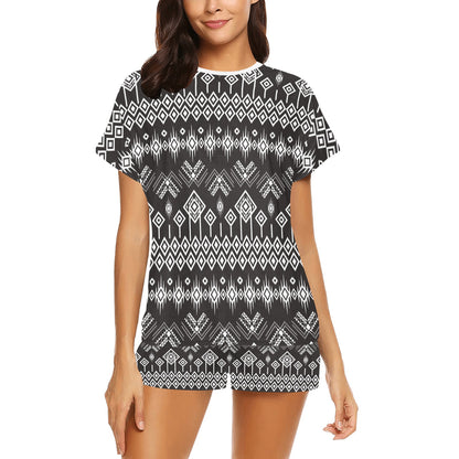 Tribal Pattern Print Design LKS304 Women's Short Pajama Set