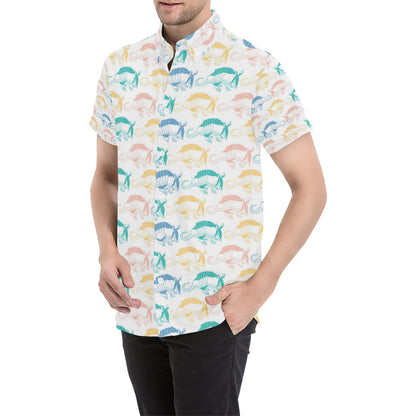 Armadillo Pattern Print Design 05 Men's Short Sleeve Button Up Shirt