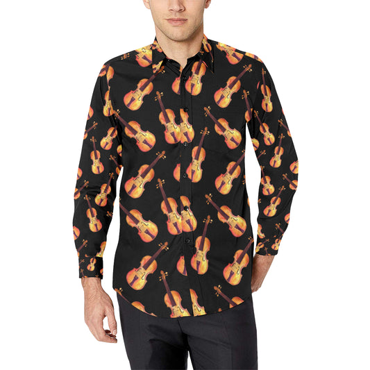 Violin Pattern Print Design 04 Men's Long Sleeve Shirt