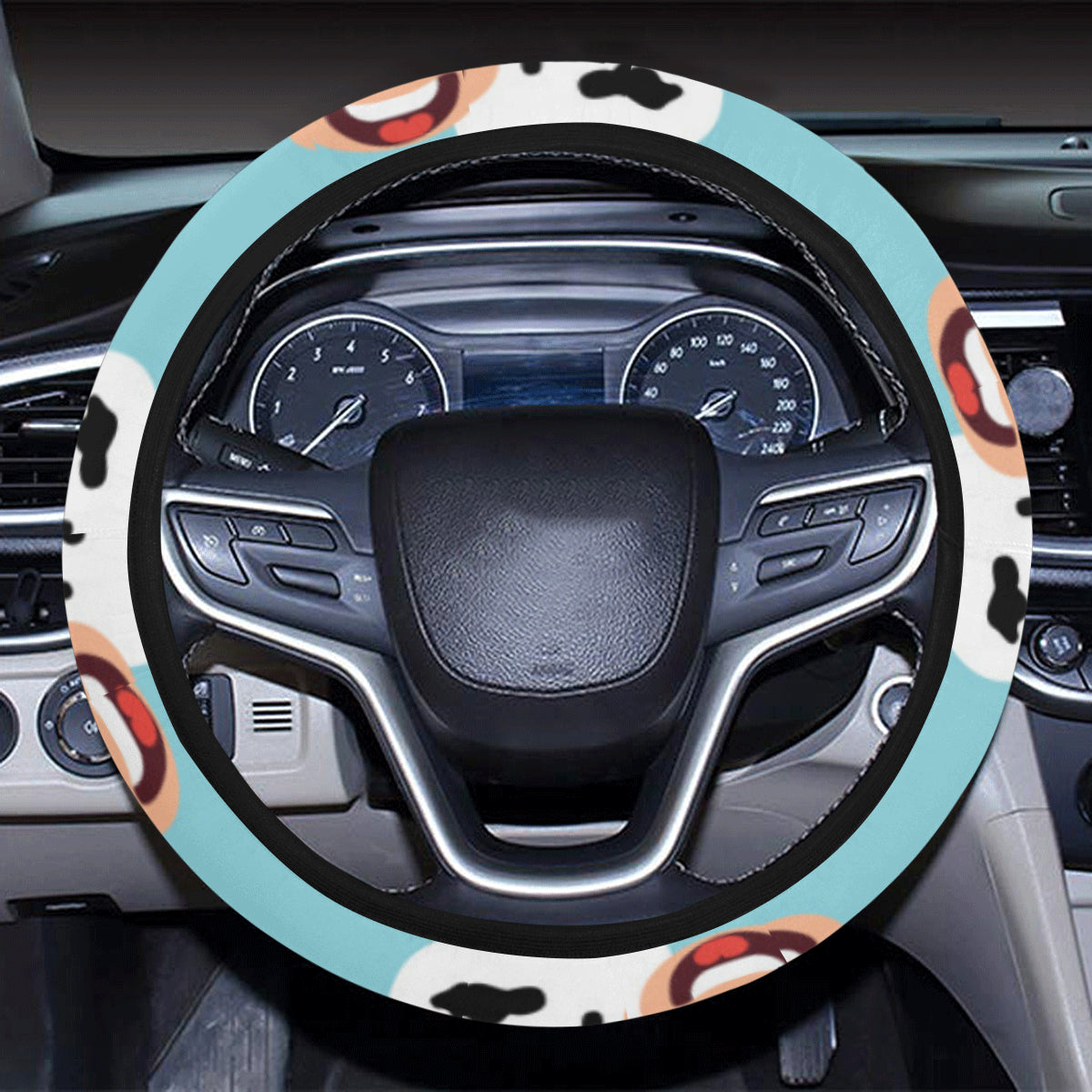 Cattle Cute Pattern Print Design 01 Steering Wheel Cover with Elastic Edge