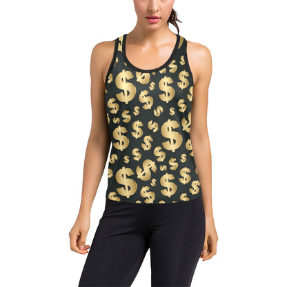 Dollar Pattern Print Design DO04 Women's Racerback Tank Top