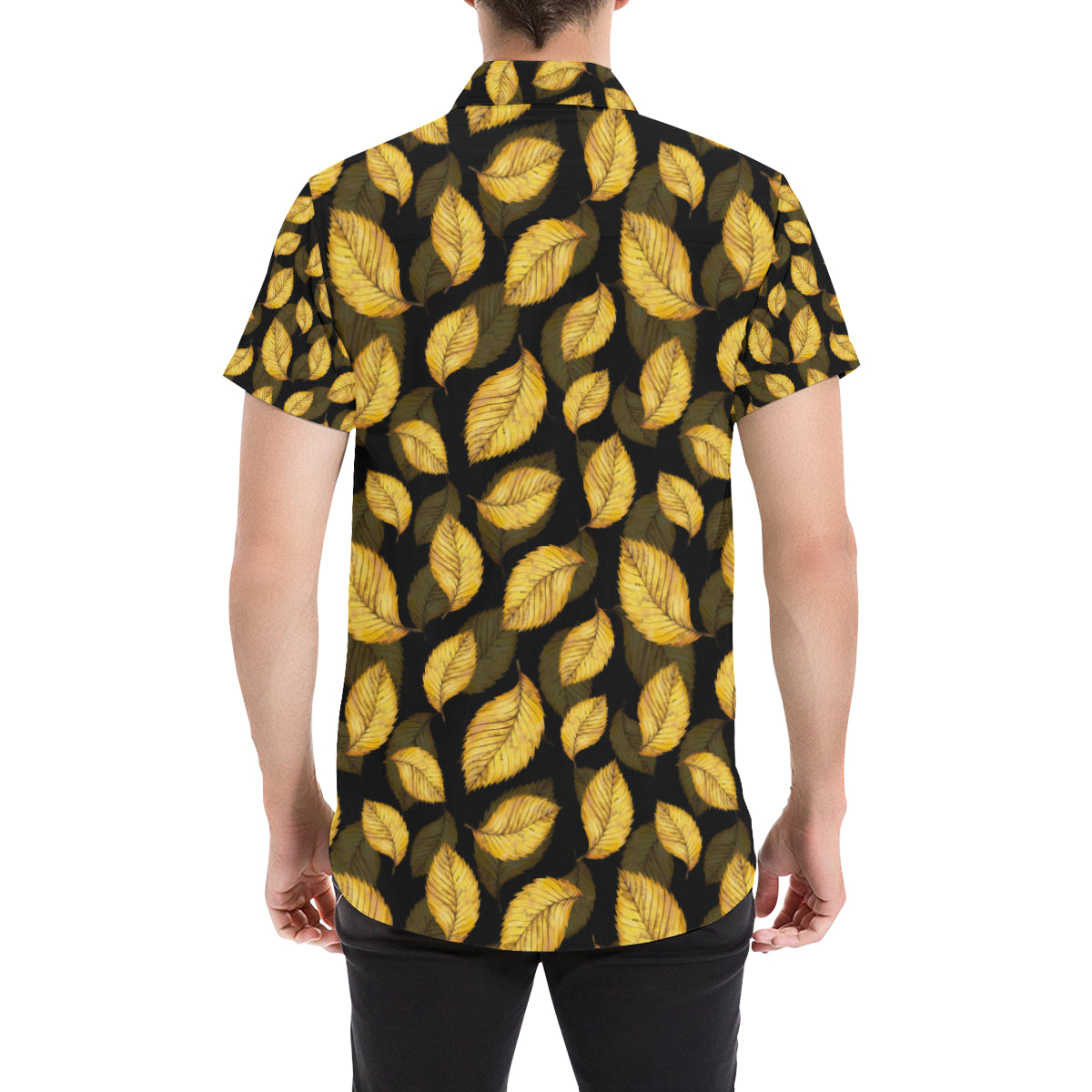 Elm Leave Summer Print Pattern Men's Short Sleeve Button Up Shirt