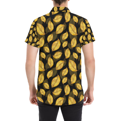 Elm Leave Summer Print Pattern Men's Short Sleeve Button Up Shirt