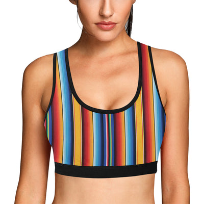 Mexican Blanket Stripe Print Pattern Sports Bra