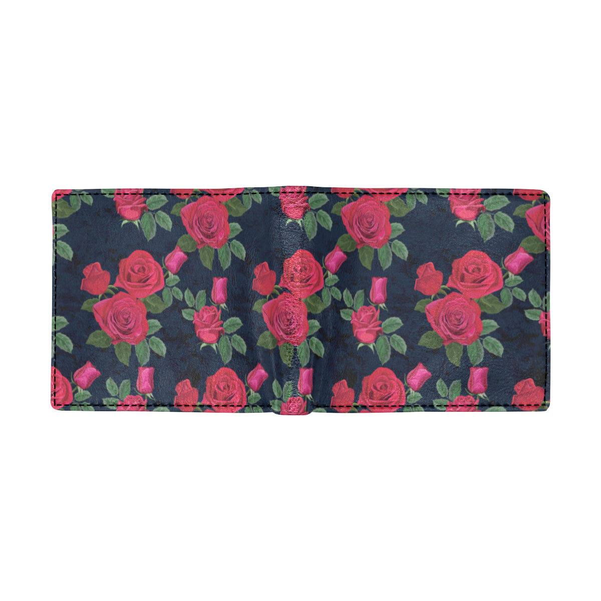 Rose Pattern Print Design A04 Men's ID Card Wallet