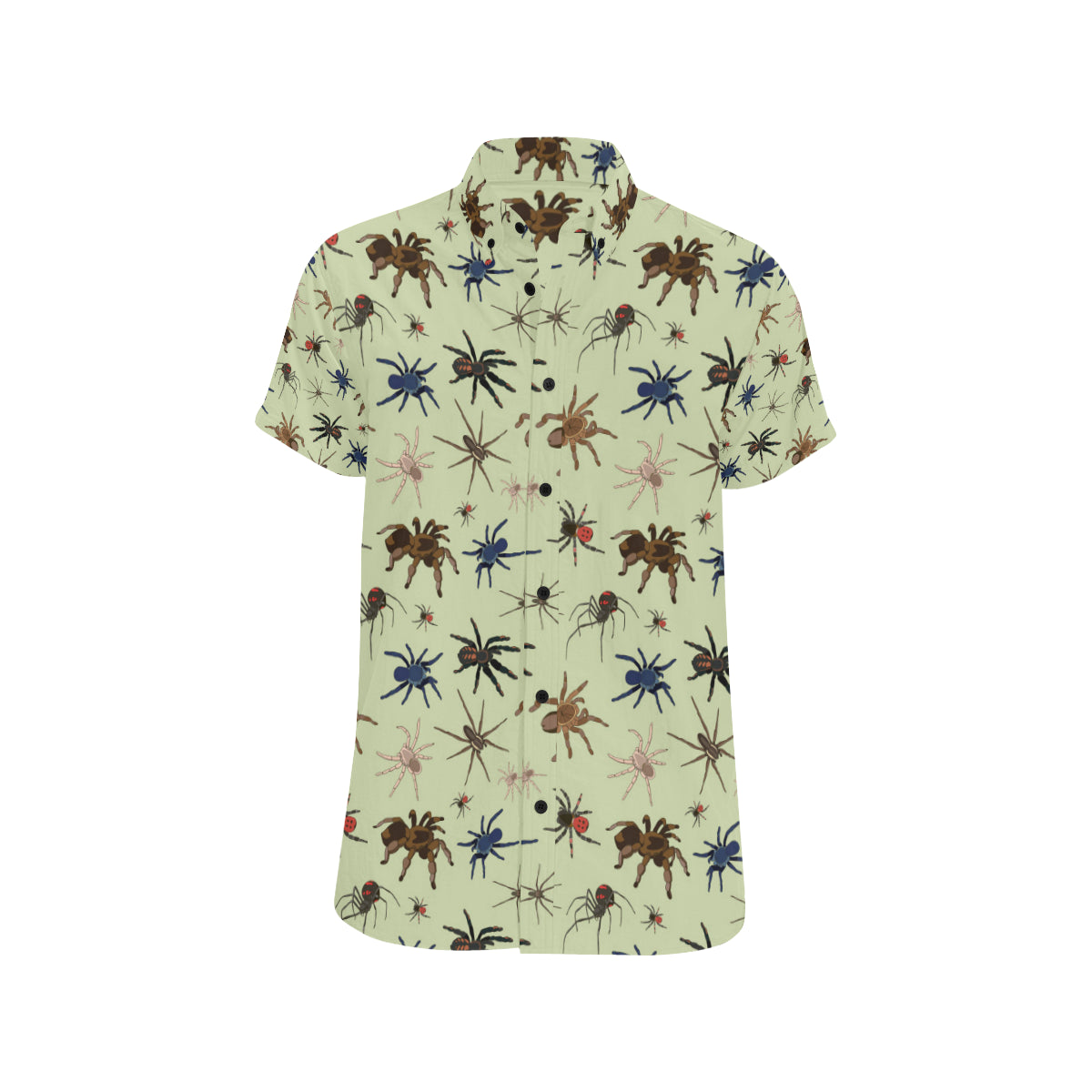 Tarantula Pattern Print Design 02 Men's Short Sleeve Button Up Shirt
