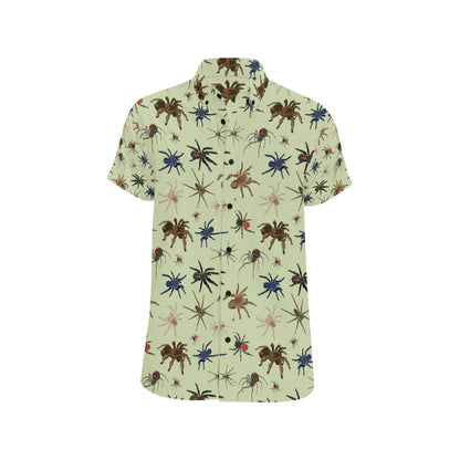 Tarantula Pattern Print Design 02 Men's Short Sleeve Button Up Shirt