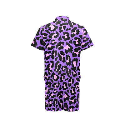 Cheetah Purple Neon Print Pattern Men's Romper