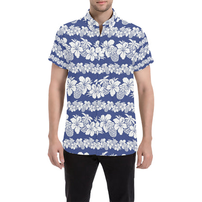 Hawaiian Themed Pattern Print Design H07 Men's Short Sleeve Button Up Shirt