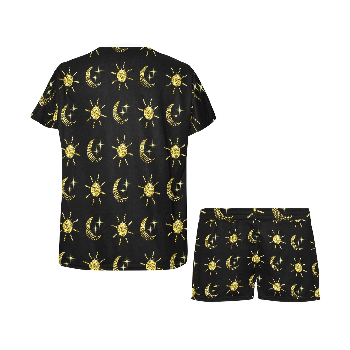 Sun Moon Print Design LKS304 Women's Short Pajama Set