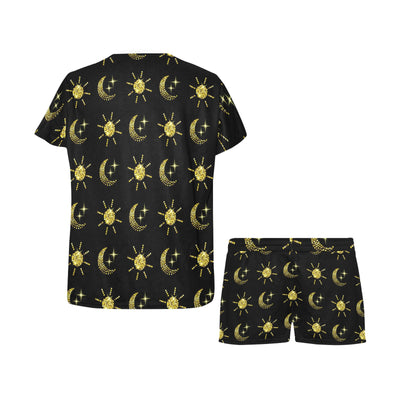 Sun Moon Print Design LKS304 Women's Short Pajama Set