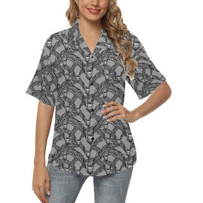 Bat Pattern Print Design 04 Women's Hawaiian Shirt
