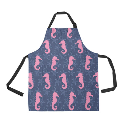 SeaHorse Pink Pattern Print Design 02 Apron with Pocket