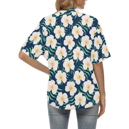 Pink Plumeria Pattern Print Design PM016 Women's Hawaiian Shirt