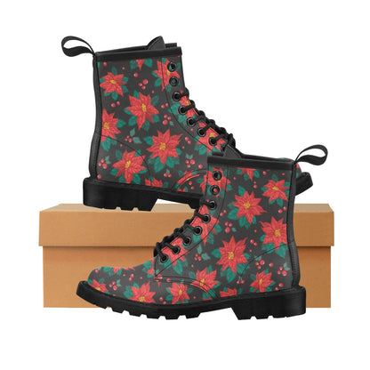 Poinsettia Pattern Print Design POT07 Women's Boots