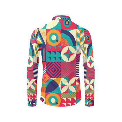Mosaic Pattern Print Design 03 Men's Long Sleeve Shirt