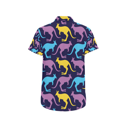 Kangaroos Pattern Print Design 02 Men's Short Sleeve Button Up Shirt