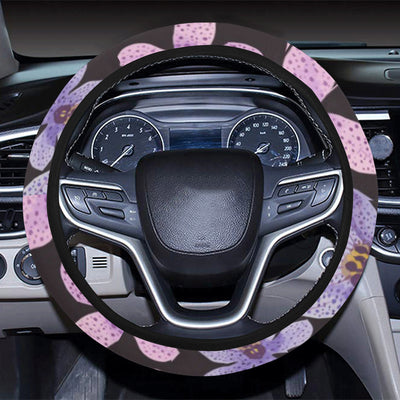 Orchid Pattern Print Design OR08 Steering Wheel Cover with Elastic Edge