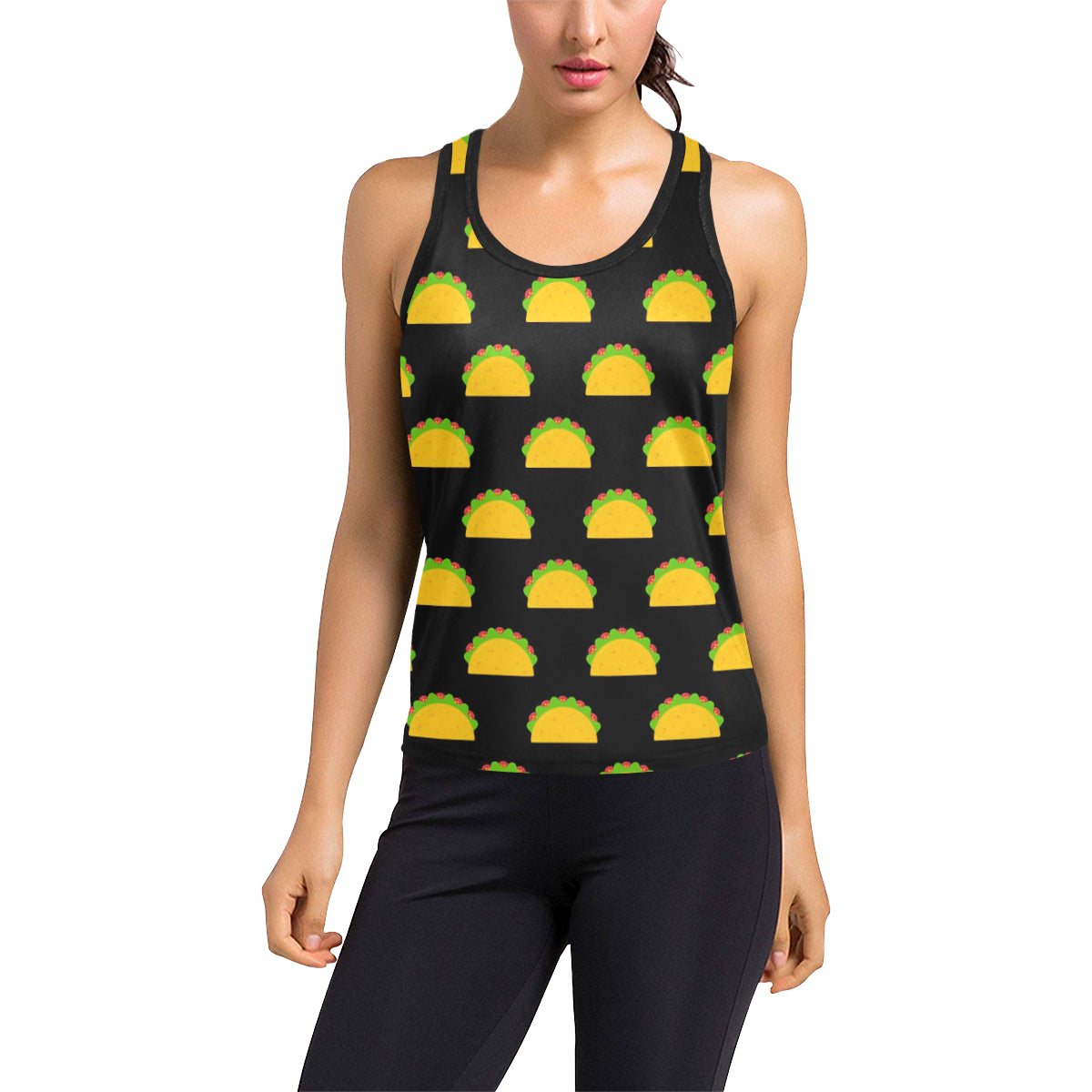 Taco Pattern Print Design TC06 Women's Racerback Tank Top