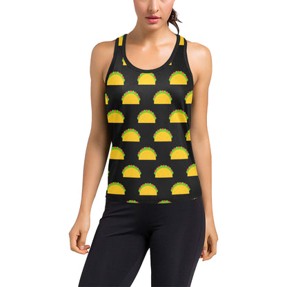 Taco Pattern Print Design TC06 Women's Racerback Tank Top