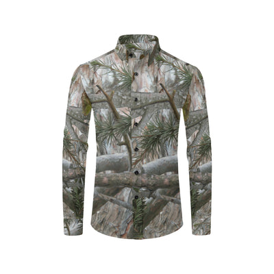 Camo Realistic Tree Forest Pattern Men's Long Sleeve Shirt