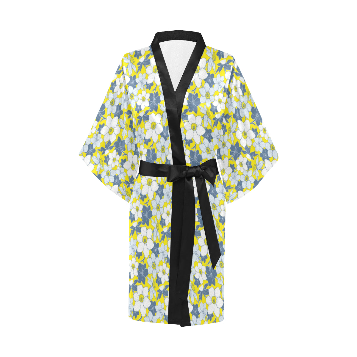 Daffodils Pattern Print Design 01 Women's Short Kimono