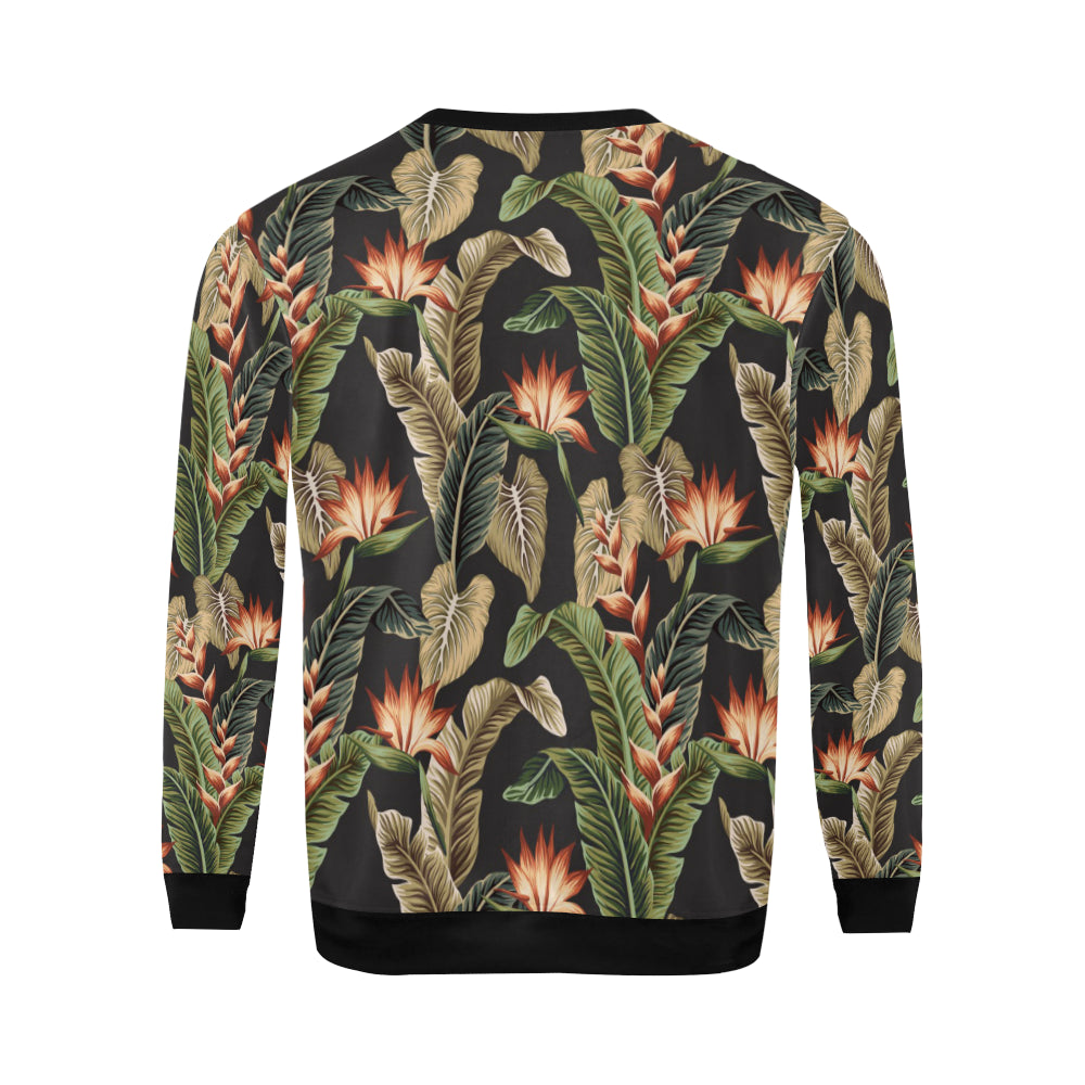 Tropical Flower Pattern Print Design TF014 Men Long Sleeve Sweatshirt