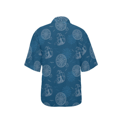 Nautical Pattern Print Design A04 Women's Hawaiian Shirt