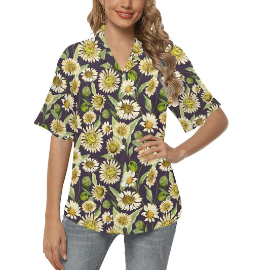 Daisy Vintage Print Pattern Women's Hawaiian Shirt
