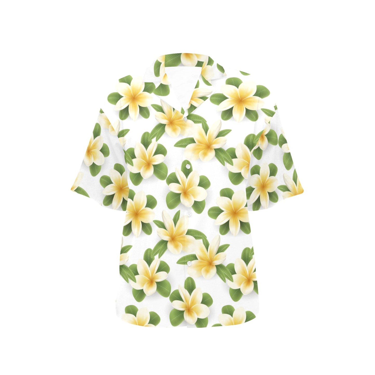 Yellow Plumeria Pattern Print Design PM012 Women's Hawaiian Shirt