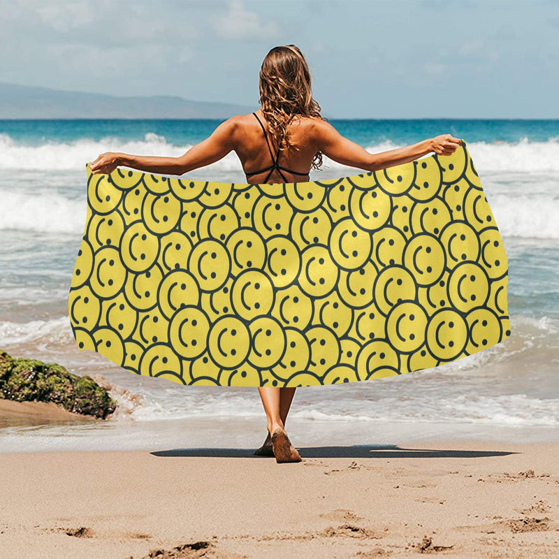 Smiley Face Emoji Print Design LKS302 Beach Towel 32" x 71"
