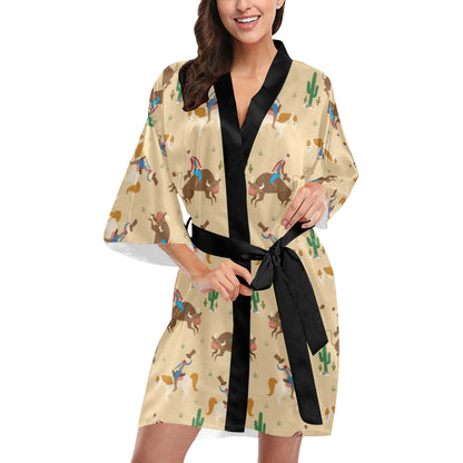 Rodeo Pattern Print Design A02 Women's Short Kimono