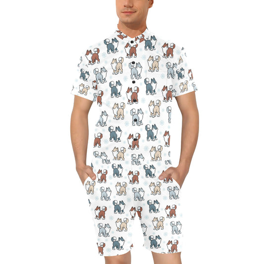 Alaskan Malamute Pattern Print Design 02 Men's Romper