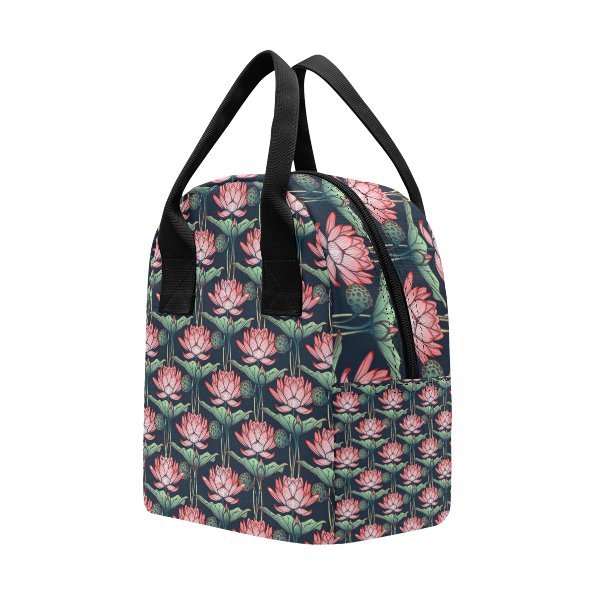 Water Lily Pattern Print Design WL03 Insulated Lunch Bag