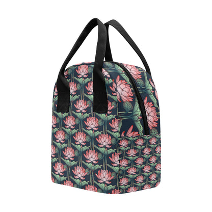 Water Lily Pattern Print Design WL03 Insulated Lunch Bag