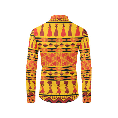 African Pattern Print Design 01 Men's Long Sleeve Shirt