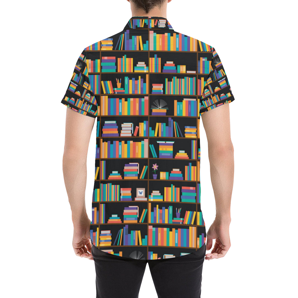 Book Pattern Print Design 05 Men's Short Sleeve Button Up Shirt
