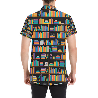 Book Pattern Print Design 05 Men's Short Sleeve Button Up Shirt