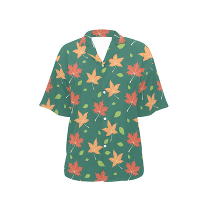 Maple Leaf Pattern Print Design 04 Women's Hawaiian Shirt